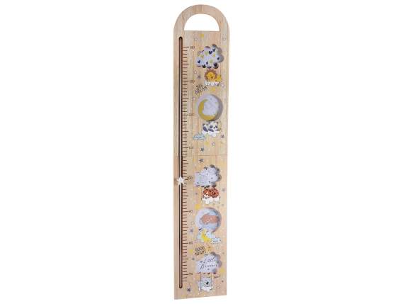 Wooden ruler with 5 DreamKids photo frames to hang